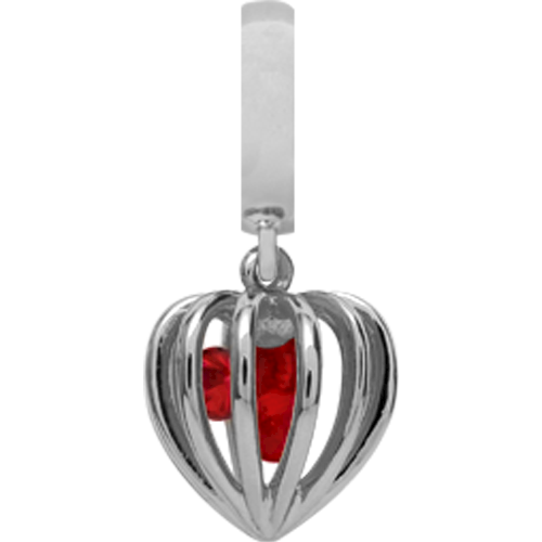 Image of Christina Collect Garnet Heart Cage sølv charm *